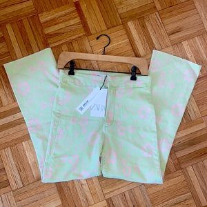 Zara Floral 70s Style Flare Bootcut Jeans